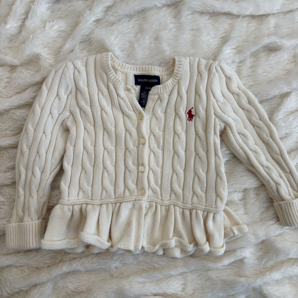 Ralph Lauren Kids Cream Cable Knit Sweater